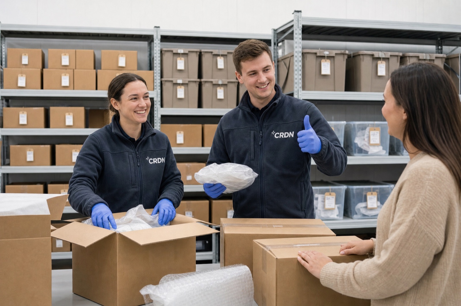 Labeled contents pack-out inventory